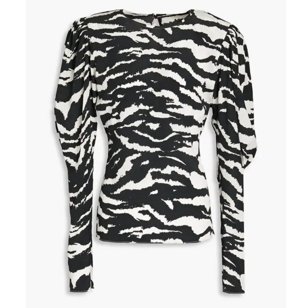 Isabel Marant Black & White Zebra-Print Long Sleeve Top size 36
